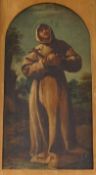 19th century, Continental School, ‘St Francis of Assisi’, dated 1821, oil on canvas, 33 x 17cm