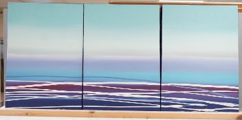 Vincent Spain (contemporary), abstract composition triptych, one signed to the edge of the canvas, a