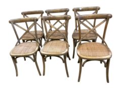 A set of six limed oak bentwood chairs, width 50cm, depth 45cm, height 87cm