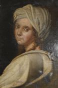 Late 19th century school, Portrait of Beatrice Cenci, oil on canvas board, unframed, 42 x 28cm