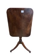 A Regency ebony strung mahogany tripod wine table, width 45cm, depth 58cm, height 70cm