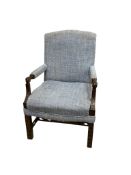 A 20th century George III style mahogany Chinese Chippendale Gainsborough armchair, width 68cm,