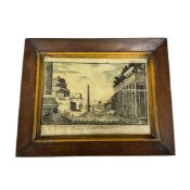 A 19th century hairwork (?) panel 'Ruins of Ancient Rome’, oak framed, width 36cm.