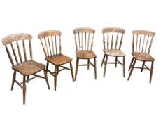 Five Victorian elm and beech Windsor chairs, width 45cm, depth 45cm, height 85cm
