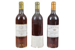 Rare Sauternes of 1983, including Climens, Suduirat & Rieussec. (3)From the estate of the well