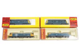 Four boxed Hornby Minitrix N gauge railway BR diesel locomotives; two class 47s, the Queen Mother