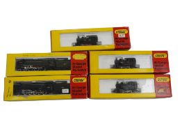 Five boxed Hornby Minitrix N gauge railway BR locomotives; a Britannia class, Boadicea 70036 (