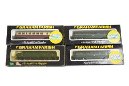 Four boxed Graham Farish N gauge railway BR diesel locomotives; a class 37, D6736 (8014), and