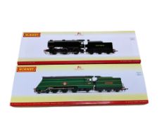 Two boxed Hornby Hobbies 00 gauge SR tender locomotives; a Merchant Navy Class, Channel Packet
