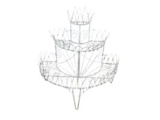 A painted wirework three tier bowfront pot stand, width 87cm, depth 45cm, height 85cmProvenance -
