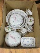A collection of Herend porcelain of floral design, to include cups, bowls, plates, a butter dish and