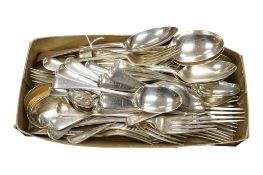 A matched part canteen of George V silver Old English and Hanoverian pattern flatware, by Holland,
