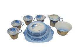 A Shelley Phlox pattern part tea service to include sandwich plates, milk jug and trios