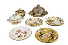 A group of late 18th / early 19th century English ornamental porcelain dessert wares, and three
