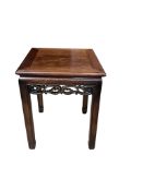 A Chinese square side table, possibly Huang huali, 41cm, height 50cm