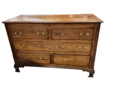 A George III mahogany Lancashire area mule chest, width 157cm, depth 57cm, height 93cm