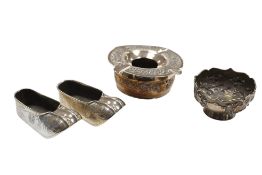 A pair of early 20th century Chinese Export miniature shoes, stamped 'sterling made in Hong Kong',