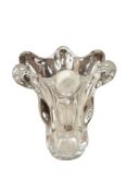 A French Vannes crystal clear glass vase, circa 1960, height 27cm.