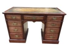 A Victorian mahogany kneehole desk, width 122cm, depth 60cm, height 78cm