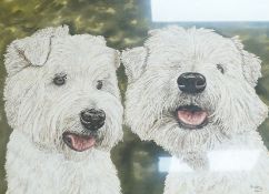 Andrea Griffiths, 'Two West Highland Terriers', signed ‘Andy', mixed media, 28 x 38cm