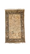 A Qum ivory ground part silk pictorial rug, 162 x 102cm
