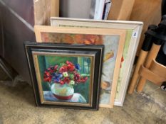 Barbara Watkins, ‘Poppies’, signed, oil on board, together with another still life, oil and a