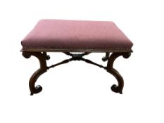 A Victorian mahogany dressing stool, width 72cm, depth 57cm, height 45cm