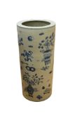 A late 19th / early 20th century Chinese blue and white stick stand, height 60cm.