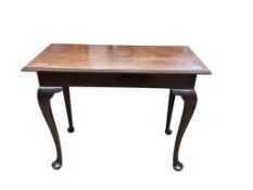 A mid 18th century red walnut side table, width 91cm, depth 44cm, height 71cm