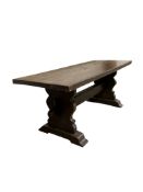 An 18th century style rectangular oak refectory table, width 199cm, depth 75cm, height 77cm