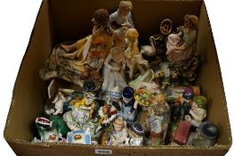 A quantity of assorted Capodimonte porcelain figures and assorted other continental porcelain