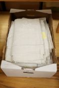 Eight French embroidered linen bed sheets.