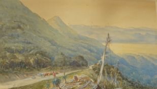 South African School, circa 1877, ‘Katberg pass’, inscribed, unsigned, partial ink inscription