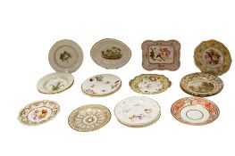 A group of early 19th century English porcelain dessert plates and dishes, including three Derby