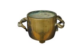 A Chinese brass censer, 19th century with earlier mark, approximately 8 cm diameter