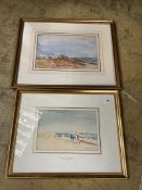 Robert G. D. Alexander, ‘Beach Huts’ and one other, each signed, two watercolours, largest 24 x
