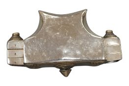 A South Indian white metal Chauka form Lingham pendant, 98mm.