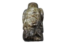 A Chinese jade eagle and bear carving, 5cm high.