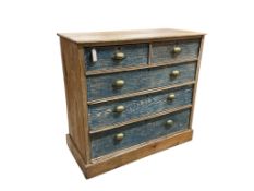 A Victorian, part painted ash chest of drawers, width 109cm, depth 51cm, height 102cm