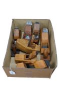 Seven beech wood planes by Marples, Mathieson, etc., including; smoothing planes, curved sole