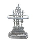 A Victorian cast iron stick stand, width 45cm, depth 18cm, height 59cm