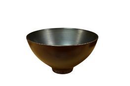 Norman Wilson for Wedgwood, a small circular brown glazed footed bowl with matt grey interior,