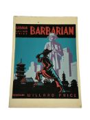 Dicks, P. R. original cover art work for Barbarian by Willard Price. Heinmann [1942]