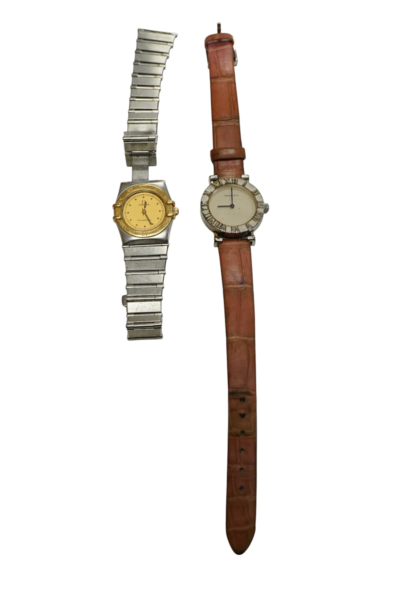 A lady's steel and gold plated Omega Constellation quartz wrist watch, on a steel Omega bracelet(a.f - Image 2 of 2
