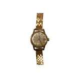 A lady's steel and gold plated Omega Ladymatic wrist watch, with baton numerals and date aperture, o