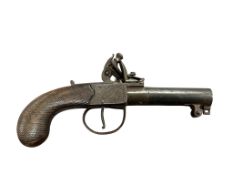 A boxlock flintlock travelling pistol, frame signed Johnson & Collins, turn off barrel, Birmingham