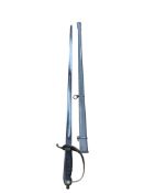 A George V infantry officer’s sword, with triple bar nickel guard, blade etched with regulation