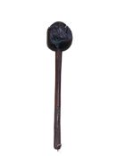 A Fiji throwing club ulas with gnarled swollen wooden head, chip carved grip, with good age