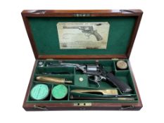 A five shot William Tranter‘s patent double trigger percussion revolver, top strap engraved;