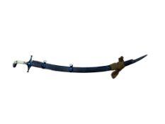 A 19th century Indian sword shamshir, watered steel blade, silver mounts, two-piece ivory grips,